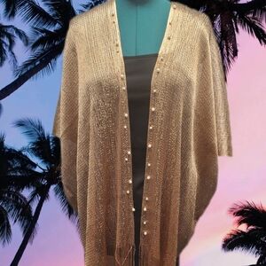 Gold Mesh Pearl Kimono - Beach Cover-up